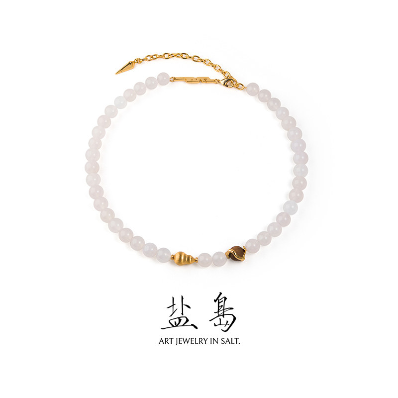 盐岛葫芦白玛瑙串珠项链choker高级感轻奢小众气质精致锁骨颈链