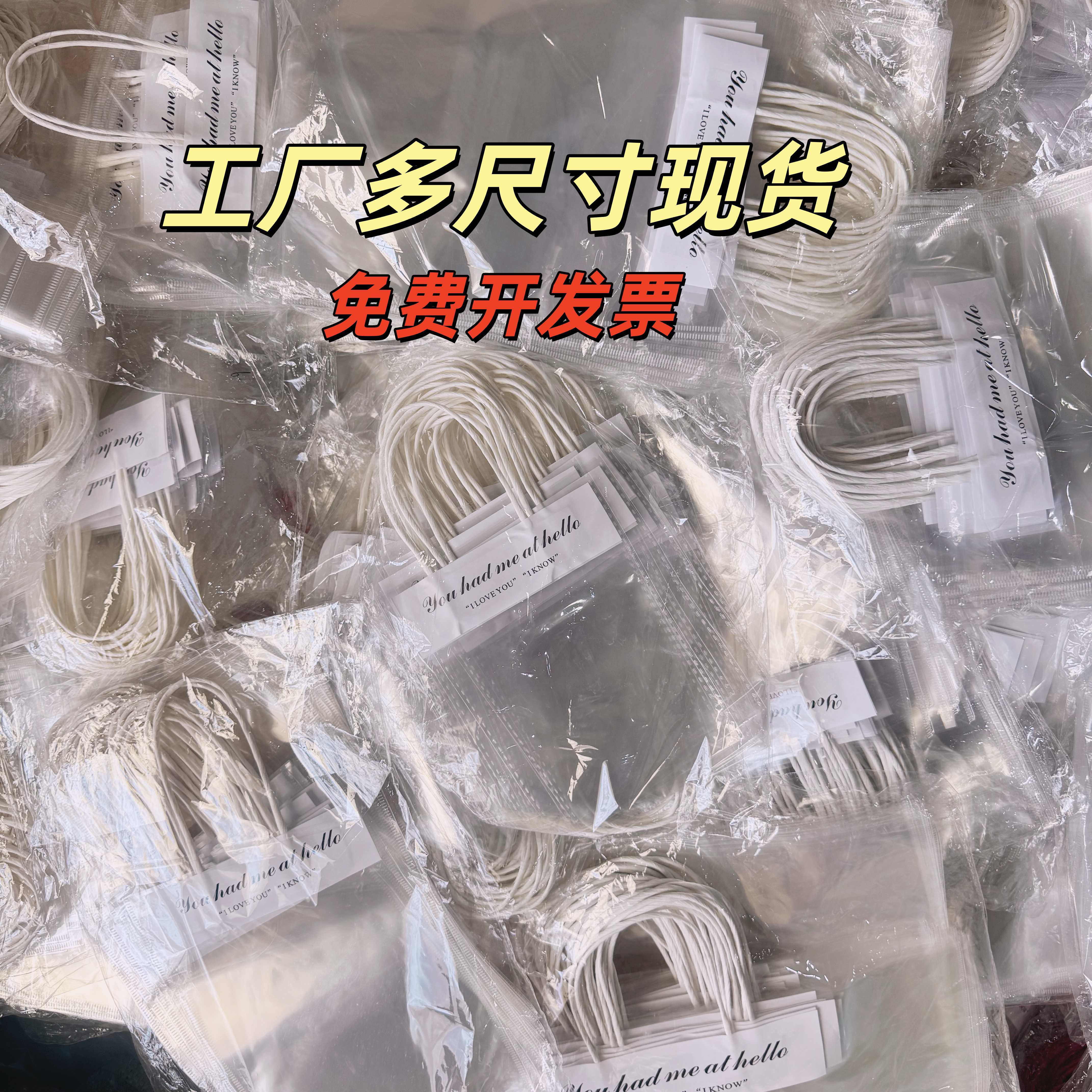 贴纸透明手提袋拼豆涂色石膏娃娃袋子手作diy簇绒油画鲜花针织花