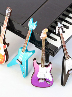 Dollhouse娃娃屋 古典吉他 流行电吉他OB11 迷你家具模型拍摄乐器