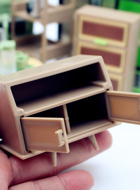 Dollhouse娃娃屋空间迷你多功能书柜可打开DIY客厅微缩场景模型