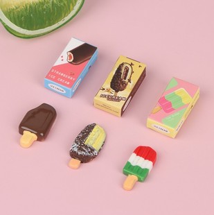 娃娃屋仿真迷你雪糕冰棍模型摆件过家家玩具微缩超市小食玩纸盒