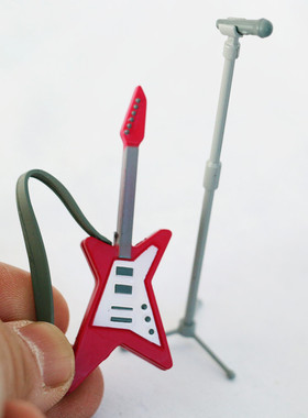 Dollhouse1:12电吉他麦克风支架话筒模型微缩场景模型 娃娃屋配件