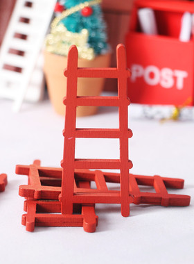 Dollhouse1:12娃娃迷你屋红色木梯子门庭圣诞节日气氛装饰套装