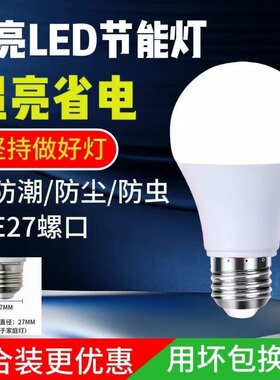 led灯泡超亮节能灯E27通用大螺丝口高亮球泡灯led灯白光护眼家用