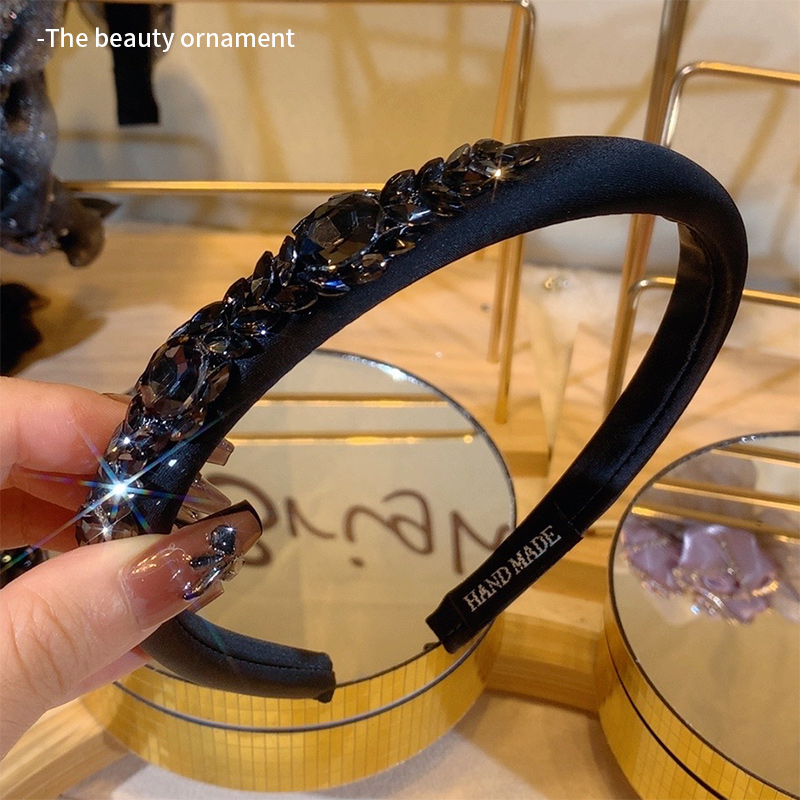 高颅顶黑色水钻麦穗发箍女