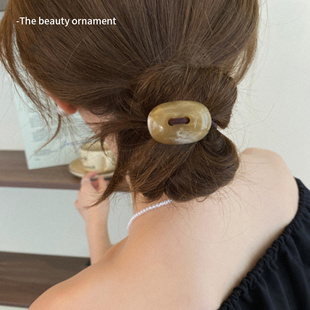 亚克力椭圆头绳2025年新款简约橡皮筋女扎头发绳不伤发低马尾发圈