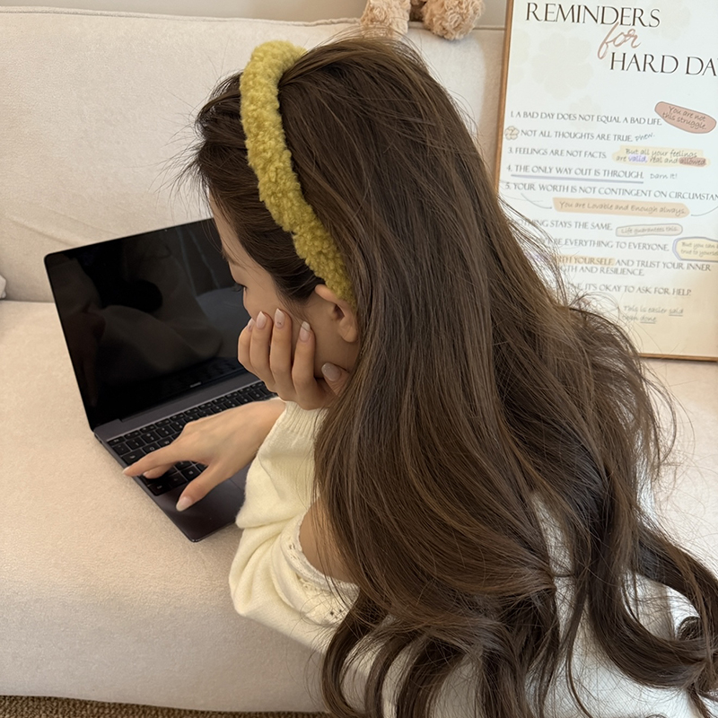 泰迪卷毛绒齿梳发箍女高颅顶洗脸头箍日常外戴发捆秋冬压发卡头饰