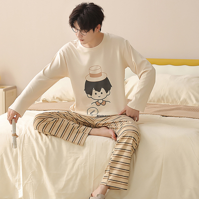 男款睡衣春秋2025新款纯棉长袖可爱卡通男士青少年家居服套装冬季