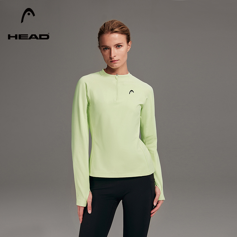 HEAD海德健身训练半开襟长袖T恤