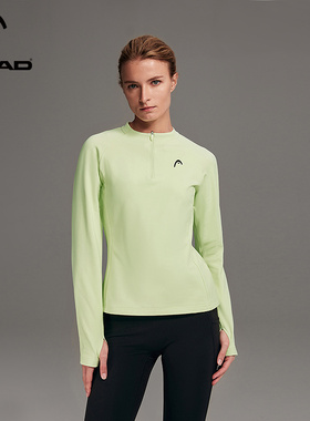 【抗菌polygiene】HEAD海德半开襟运动长袖t恤秋季女士健身衣