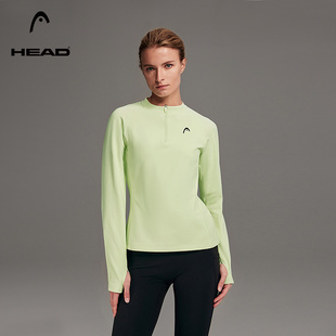 t恤秋季 HEAD海德半开襟运动长袖 女士健身衣 抗菌polygiene