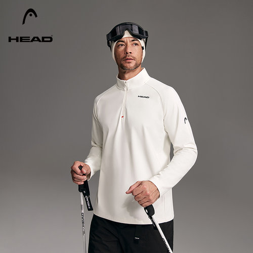 HEAD海德半开襟长袖运动t恤男