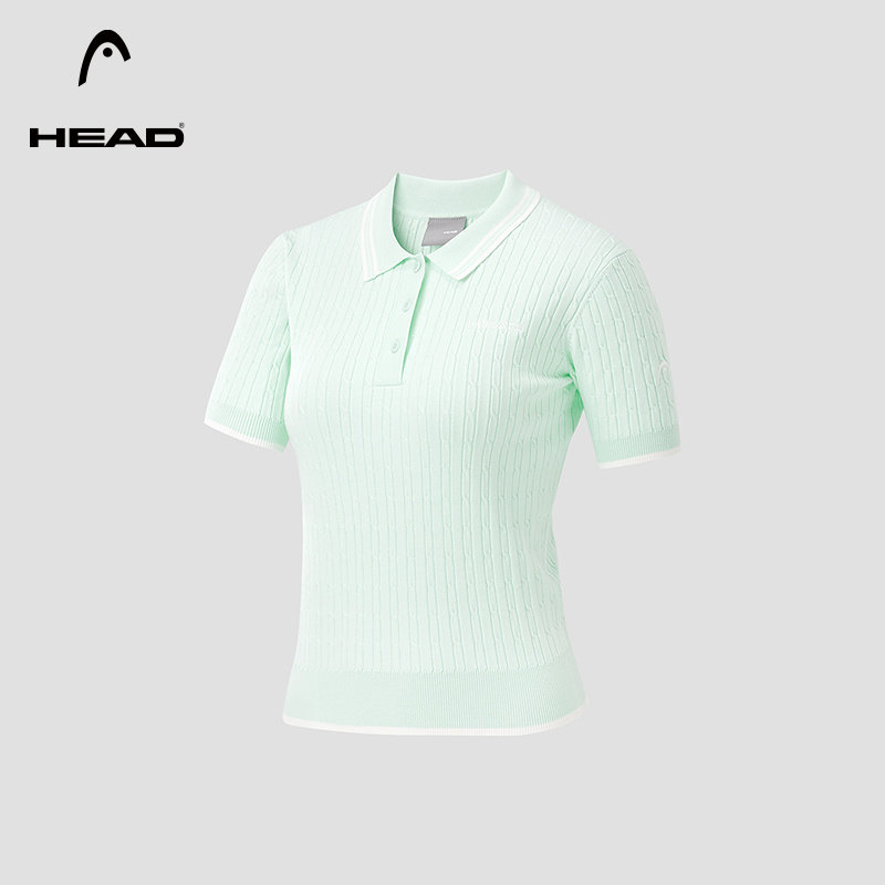 HEAD海德经典复古小绞花针织毛衫2026夏季新款通勤短袖女式POLO衫