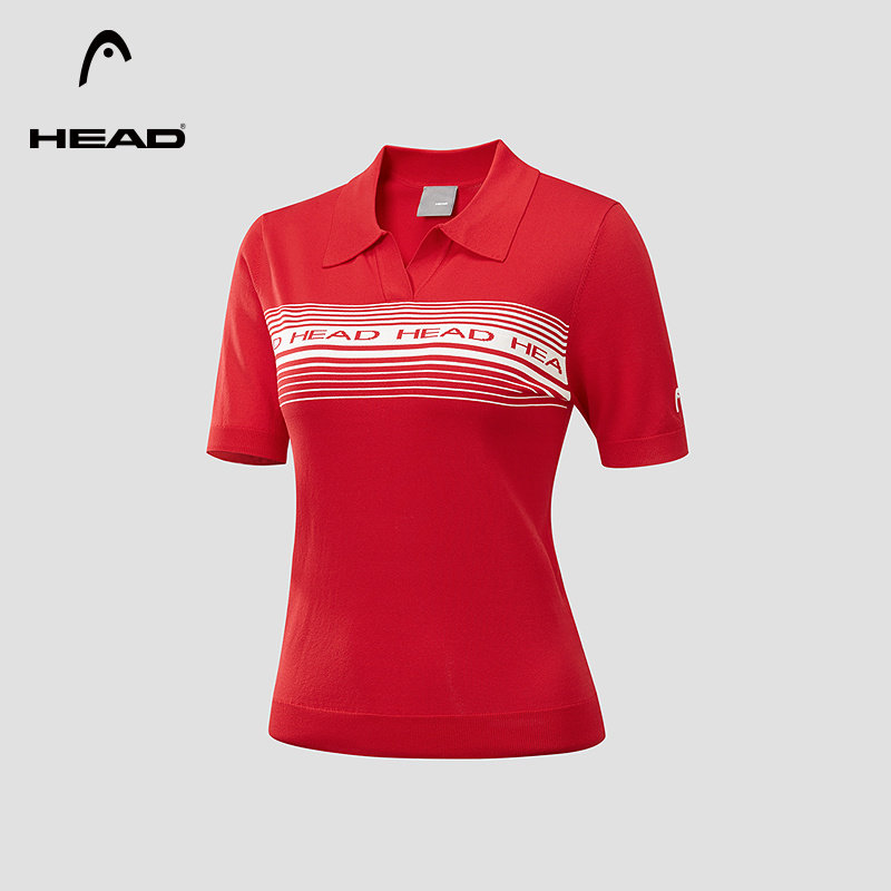 HEAD海德马年贺岁复古撞色条纹针织衫2026春季新款POLO领女士短袖,运动服/休闲服装,运动毛衣/线衫,淘宝优惠券,粉丝福利购,淘宝优惠卷