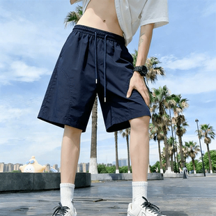 冰丝速干短裤男款夏季透气宽松大码斜切篮球运动休闲五分裤子中裤