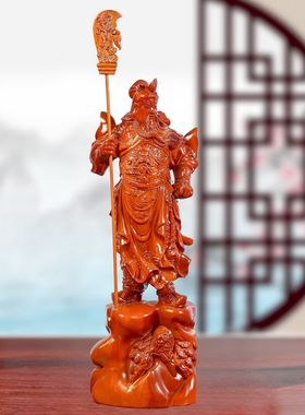 定制花梨木关公武财神木雕关帝爷横刀立刀关二爷客厅摆设公司开业