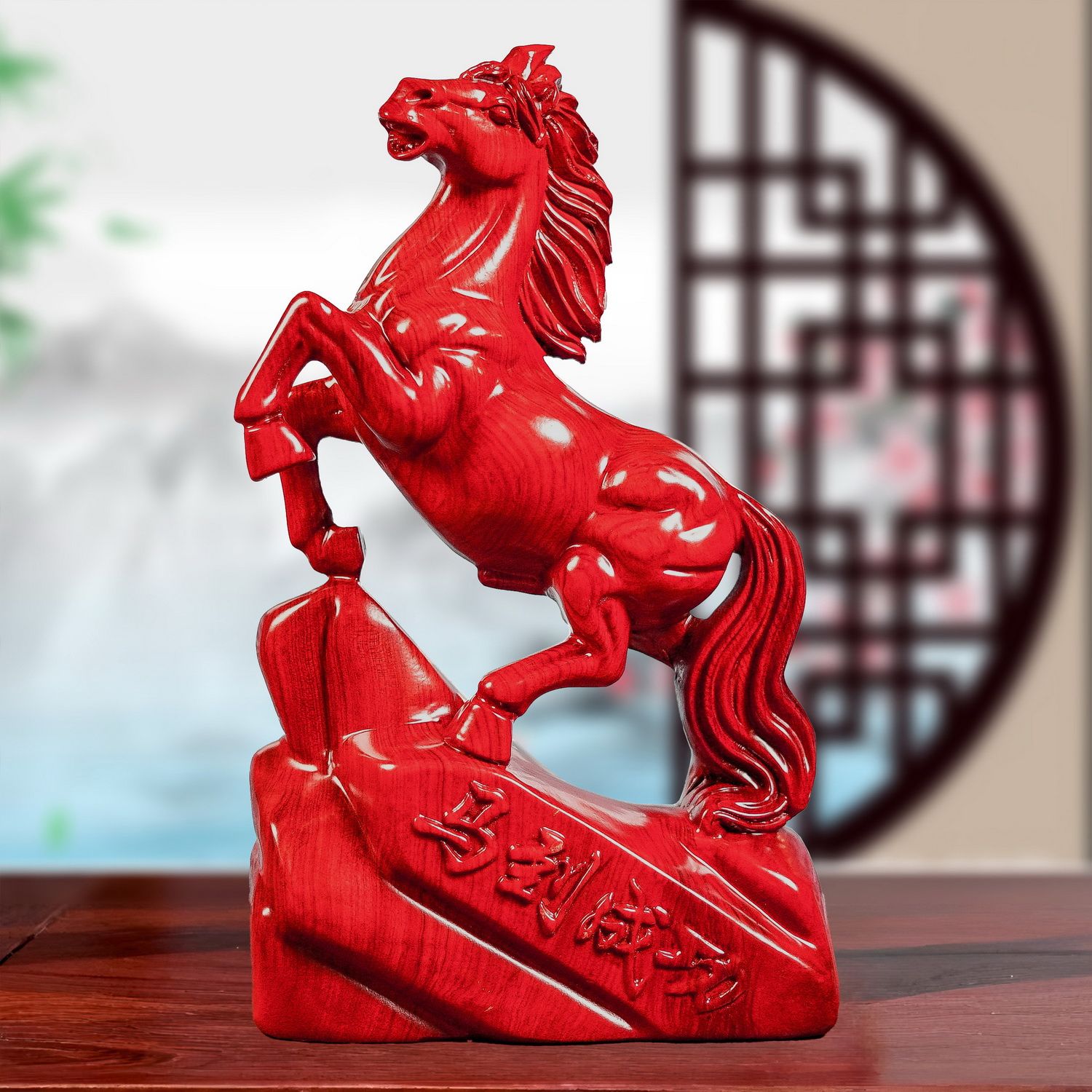 红花梨木雕刻马摆件马到成功工艺红木家居装饰开业送礼风水用定制