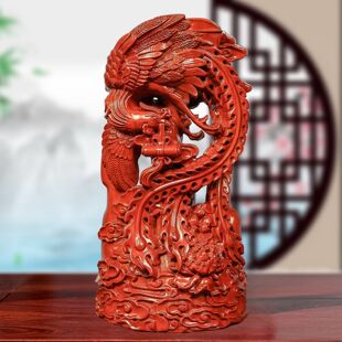 花梨木木凤凰摆件凤衔丹诏12生肖龙风水用办公室装饰摆设开业送礼
