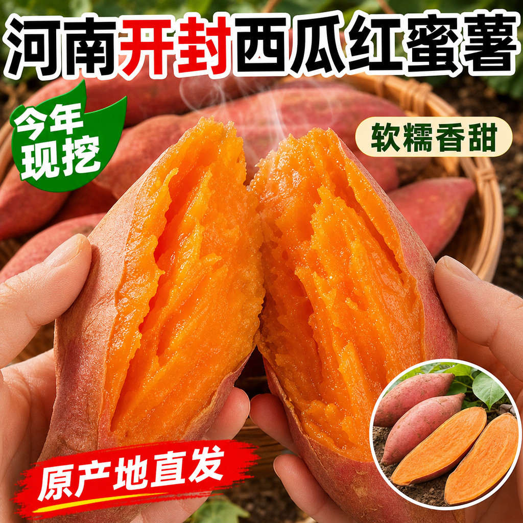 新鲜现挖西瓜红蜜薯地瓜农家自种