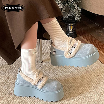 树上有个桃厚底勃肯鞋女加绒棉鞋