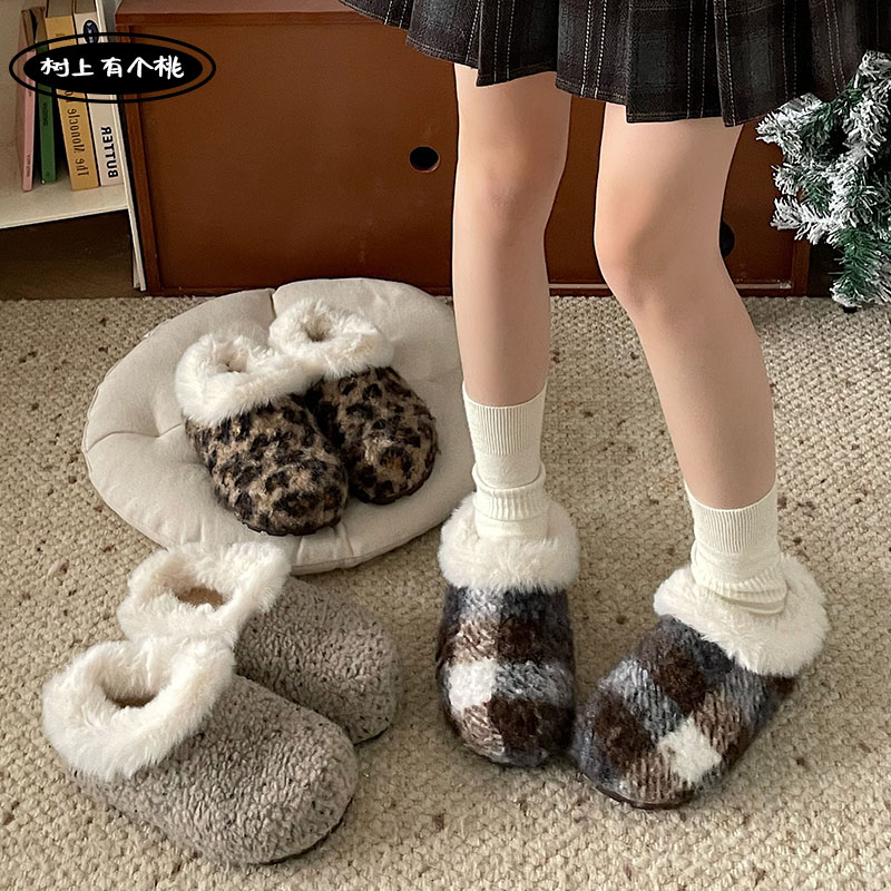 树上有个桃厚底勃肯拖鞋女毛毛鞋