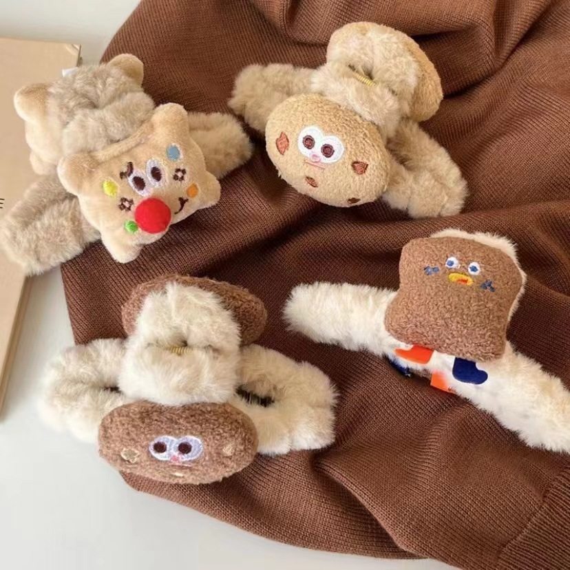 曲奇饼干抓夹合集~可爱毛绒羊羔毛新款抓夹后脑勺夹子鲨鱼夹发饰