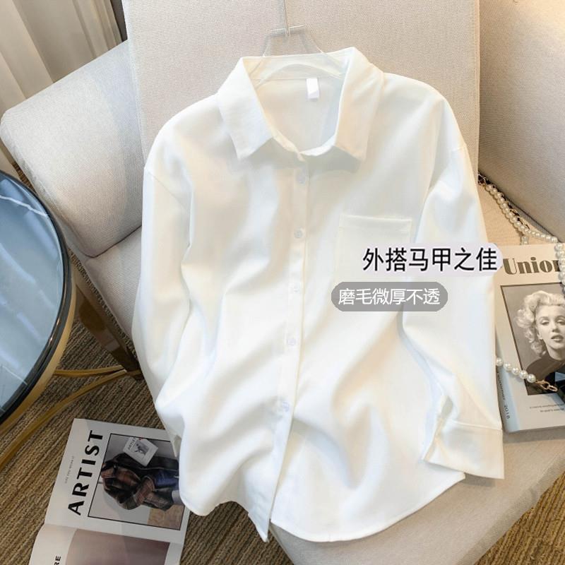 2025春秋款长袖学院风白衬衫女jk制服打底衬衣设计感小众通勤上衣