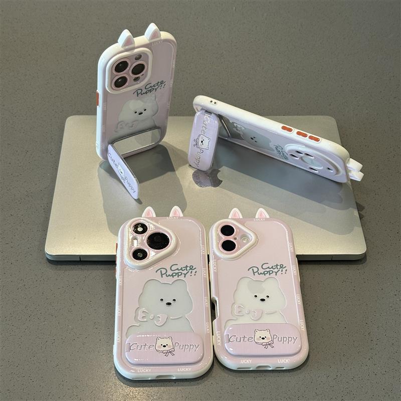 立体耳朵西高地支架新款适用苹果16Pro手机壳iPhone14max小米15华为mate70pura80k60nova13oppoFindX8荣耀300