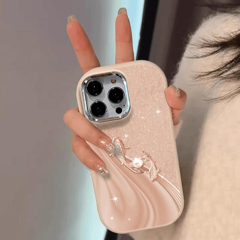 高级感闪钻好运锦鲤适用iPhone15/14promax手机壳苹果13软壳小米12新女款11xr韩系oppoReno9华为mate30荣耀60