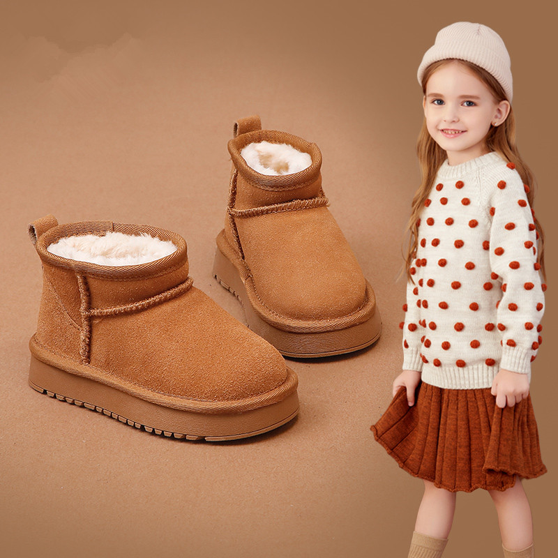真皮女童鞋儿童公主雪地靴大棉鞋