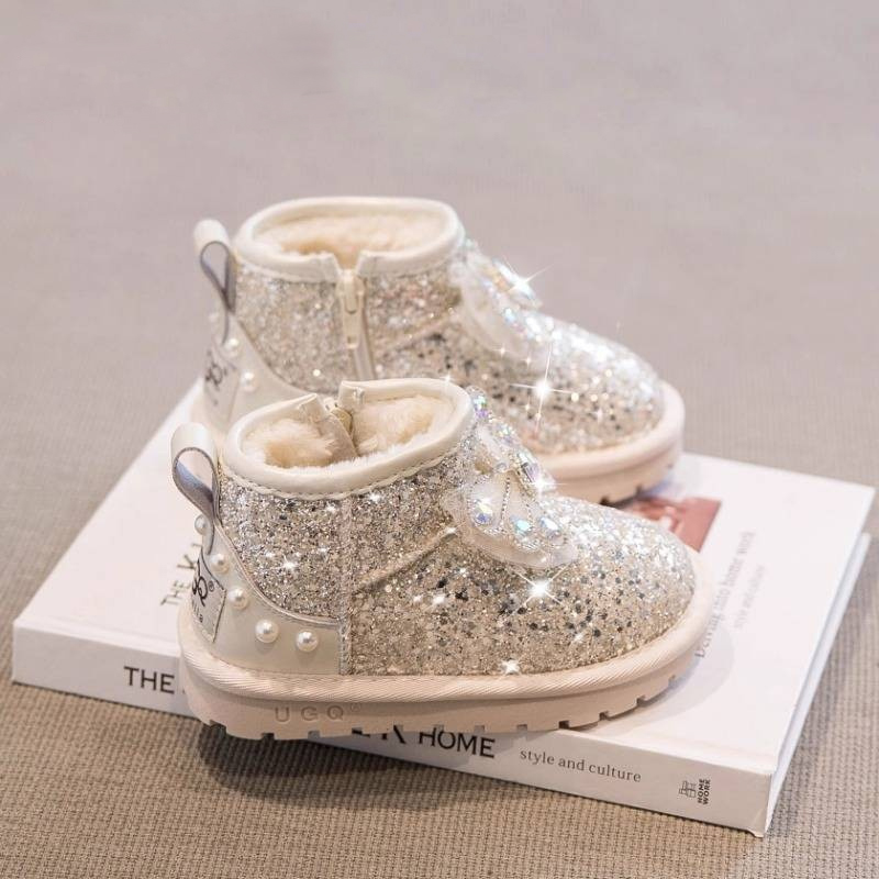 真皮女童公主鞋子儿童雪地靴棉鞋