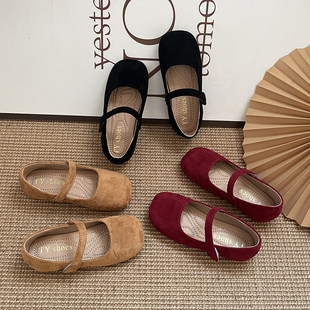 真皮女童公主鞋子儿童小皮鞋2025新款绒面软底玛丽珍女宝洋气单鞋