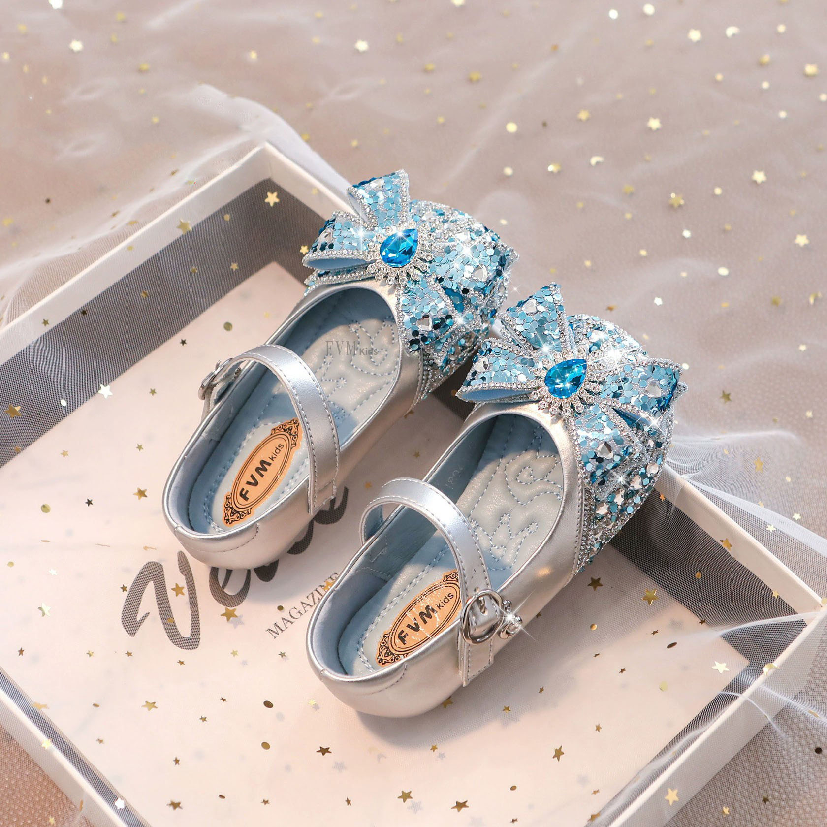 真皮女童水晶鞋儿童公主鞋子2025春秋新款艾莎皮鞋水钻蓝色演出鞋,童鞋/婴儿鞋/亲子鞋,水晶/水钻鞋,淘宝优惠券,粉丝福利购,淘宝优惠卷