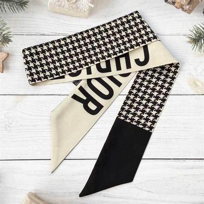 适用于迪奥dior复古千鸟格老花字母束发带手柄丝巾百搭女装饰绑包