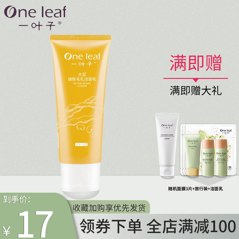 一叶子大豆洗面奶面部深层清洁控油收缩毛孔男女士洁面官方护肤品