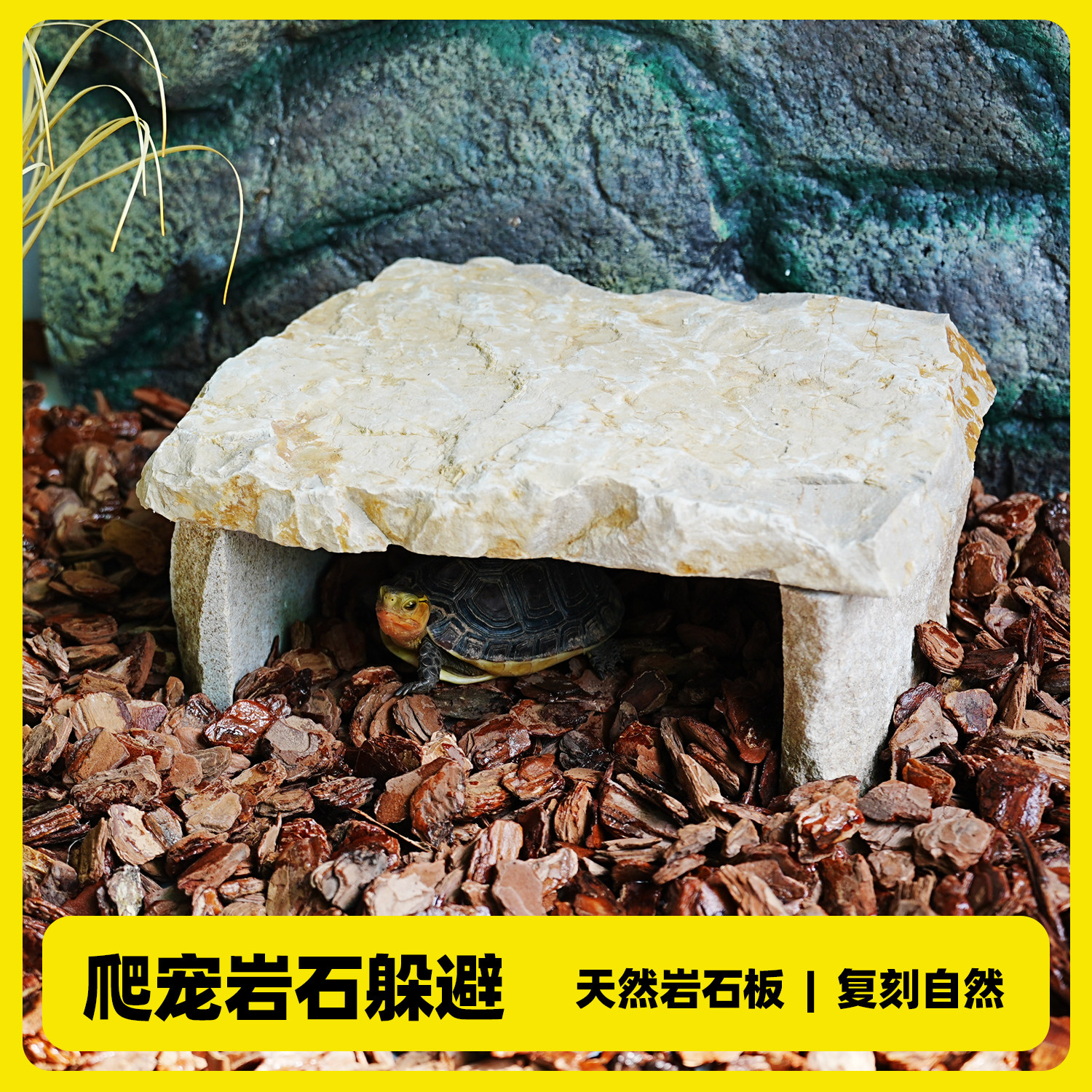 黄缘龟专用石头保湿躲避屋房子乌龟天然石头晒背爬台爬宠造景躲避