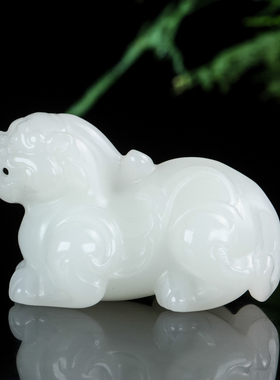 天然和田玉白玉籽料貔貅手把件立体精雕招财神兽把玩件挂件把件