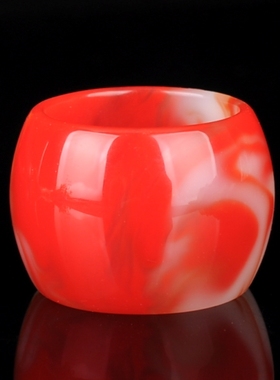 天然和田玉鸡血玉戒指男款女士和田彩玉大拇指指环玉石戒指