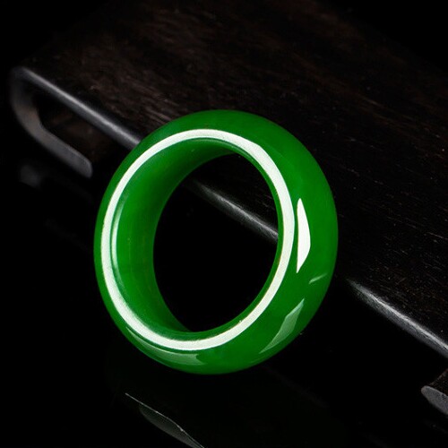 和田玉戒指 玉指环男女款玉石指环碧玉扳指菠菜绿碧玉戒指指环