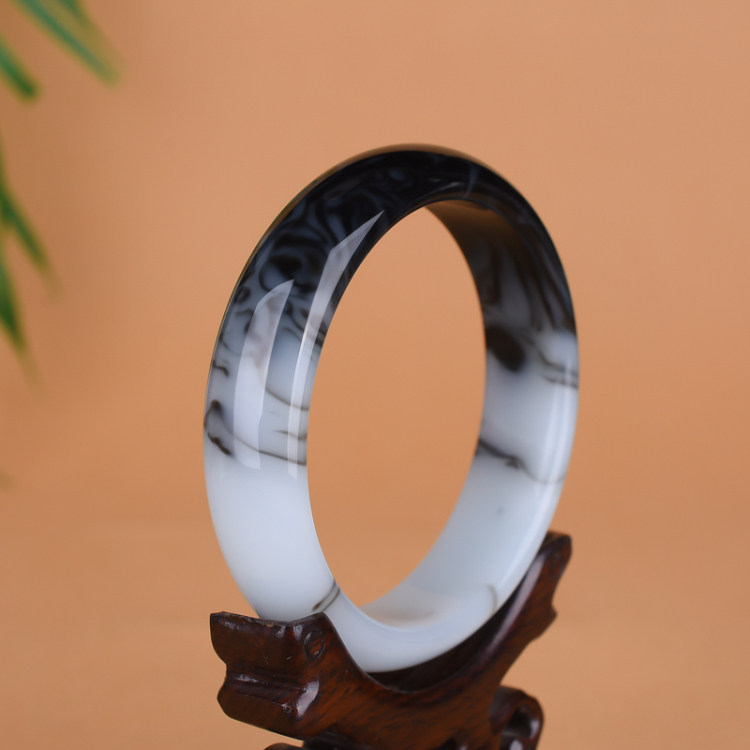 天然新疆和田玉玉镯子女款天然A货和田青花玉玉镯手镯带包邮