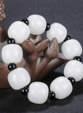 天然和田玉白玉籽料苹果珠手链手串羊脂玉算盘珠男款吉祥手排手把