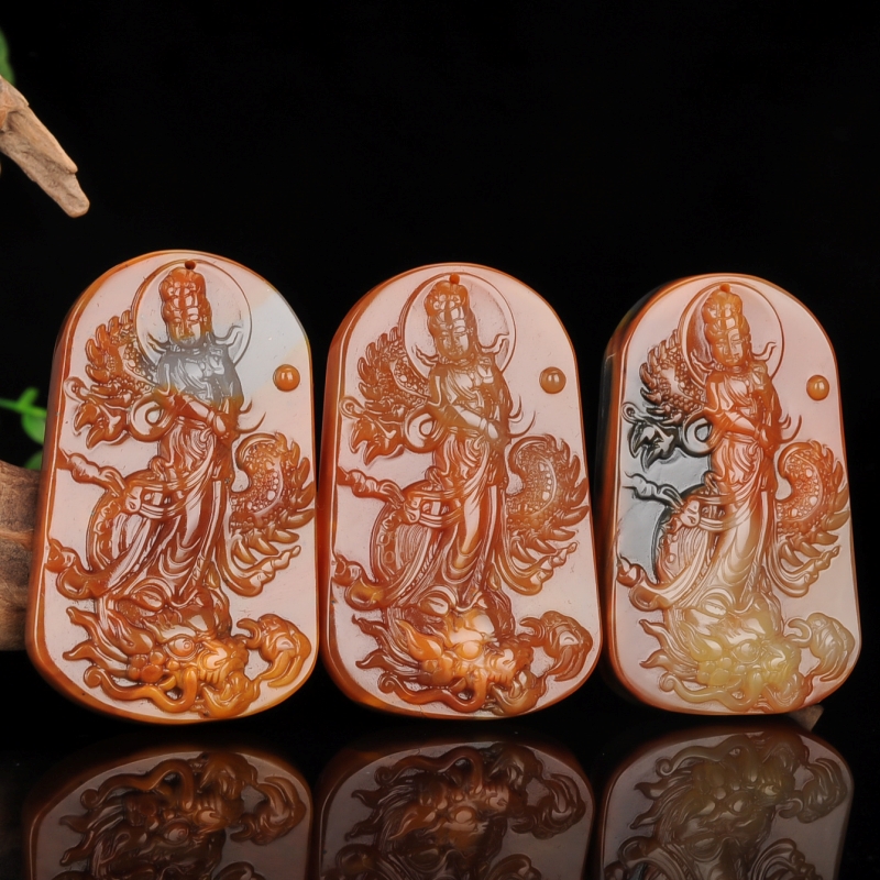 天然黄龙玉观音玉牌平安牌挂件吊坠男女款黄龙玉乘龙观音菩萨吊坠