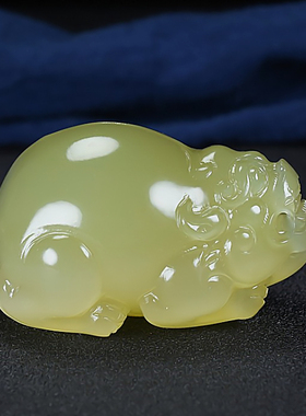 天然新疆和田玉青白玉大肚貔貅手把件男款女士招财神兽把玩件玉石