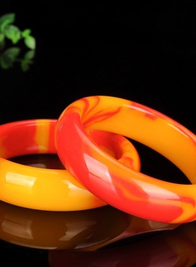 新疆和田玉彩玉手镯金丝玉玉镯子女士天然玉石镯子平安镯玉镯