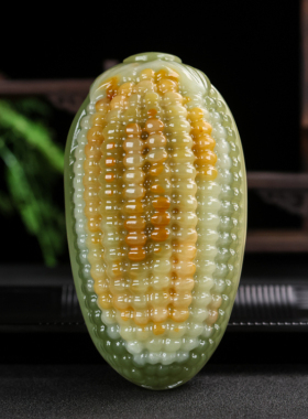 和田玉籽料玉米穗手把件岁岁平安玉石包谷穗小摆件把玩件新疆玉器
