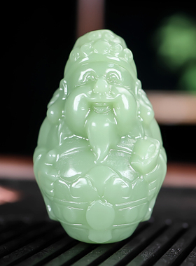 天然新疆和田玉籽料财神手把件精雕玉石财神爷挂件招财青白玉把件