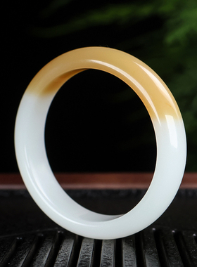 和田玉手镯天然糖玉女款平安镯扁条玉镯少女玉镯子新疆玉器