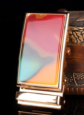 天然新疆和田玉彩玉镶嵌皮带扣腰配男款玉石自动扣腰扣手把件腰佩