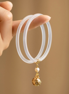 【秋冬特惠】叮当镯少女玛瑙玉髓镯ins小众设计感铃铛手镯古风玉