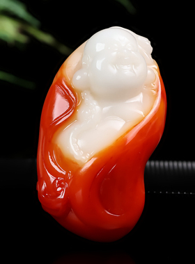 天然和田玉籽料玉佛手把件弥勒佛笑佛玉石平安挂件新疆玉器大肚佛